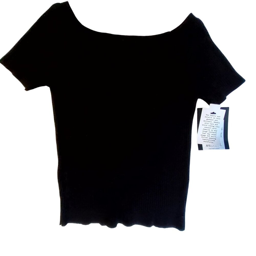 Girls Black Off-Shoulder Short Sleeve Top S(6/6X) Art Class Polyester & Rayon